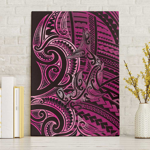 New Zealand Hammerhead Shark Canvas Wall Art Maori Haehae Mangopare Pink - Aussie Hoodie