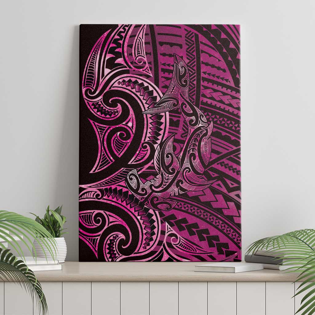New Zealand Hammerhead Shark Canvas Wall Art Maori Haehae Mangopare Pink - Aussie Hoodie