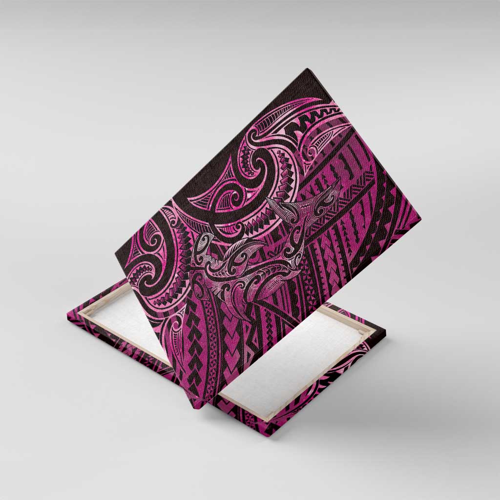 New Zealand Hammerhead Shark Canvas Wall Art Maori Haehae Mangopare Pink - Aussie Hoodie
