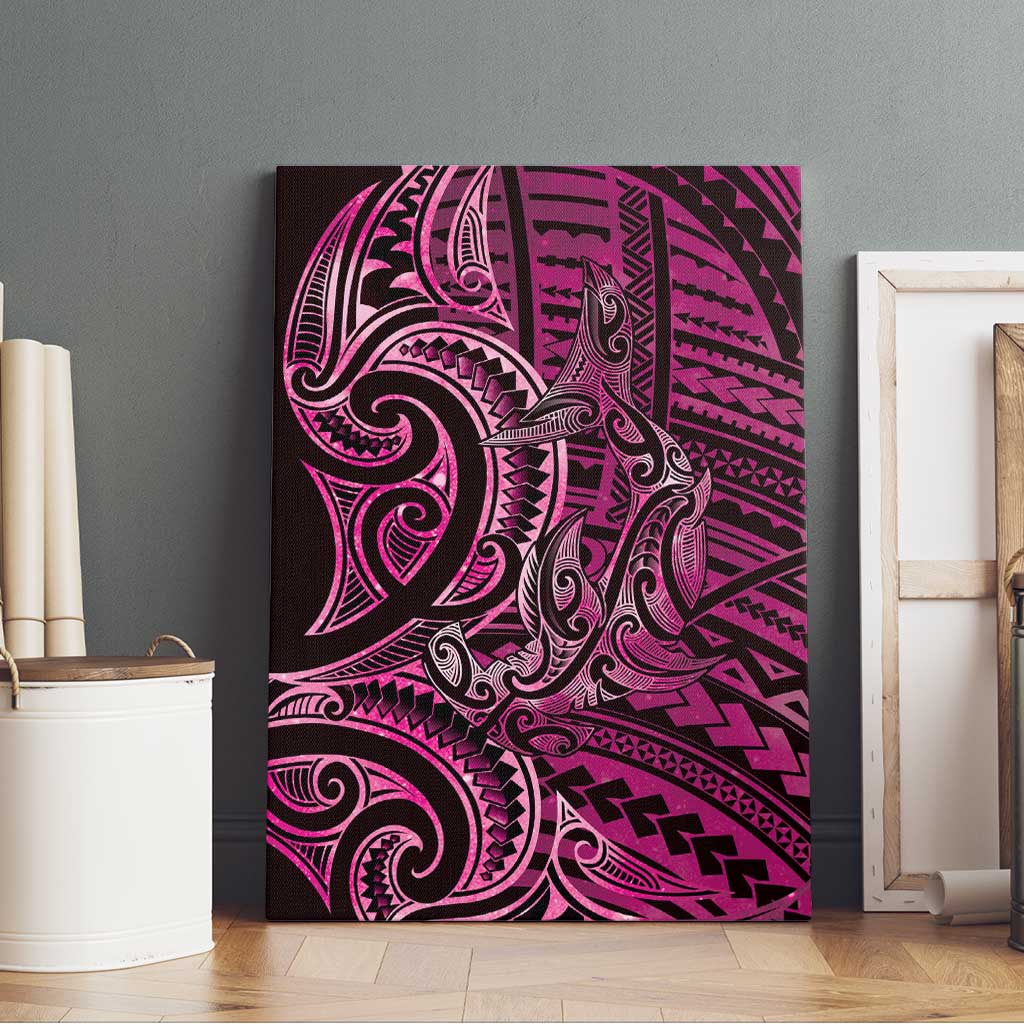 New Zealand Hammerhead Shark Canvas Wall Art Maori Haehae Mangopare Pink - Aussie Hoodie