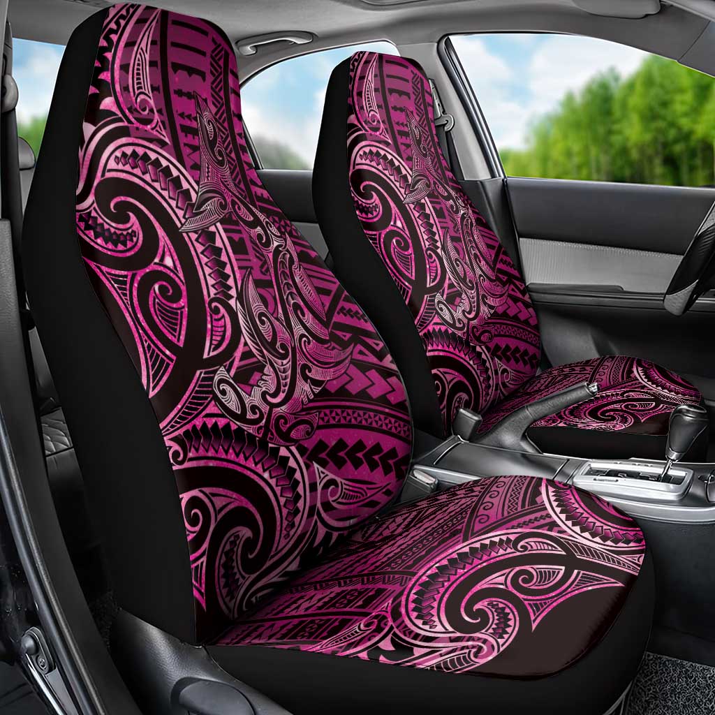 New Zealand Hammerhead Shark Car Seat Cover Maori Haehae Mangopare Pink - Aussie Hoodie