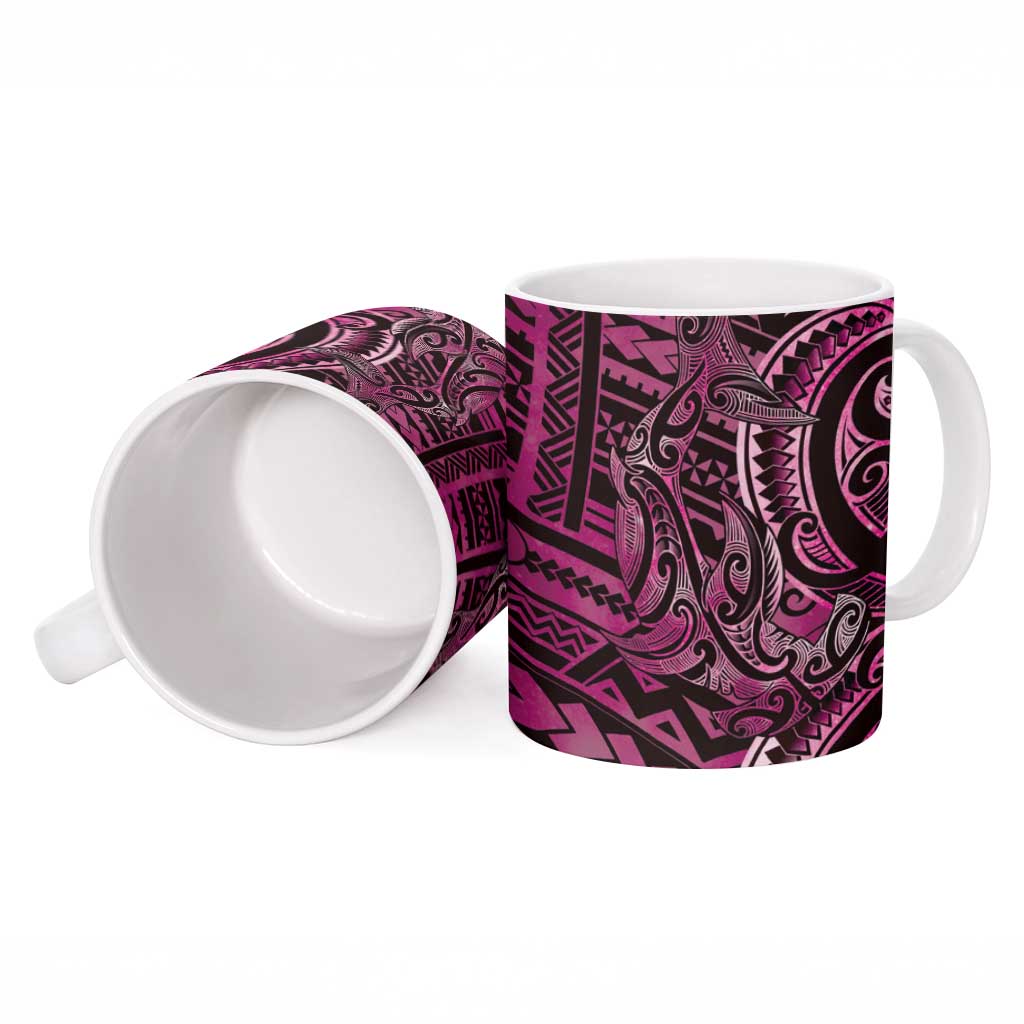 New Zealand Hammerhead Shark Ceramic Mug Maori Haehae Mangopare Pink - Aussie Hoodie