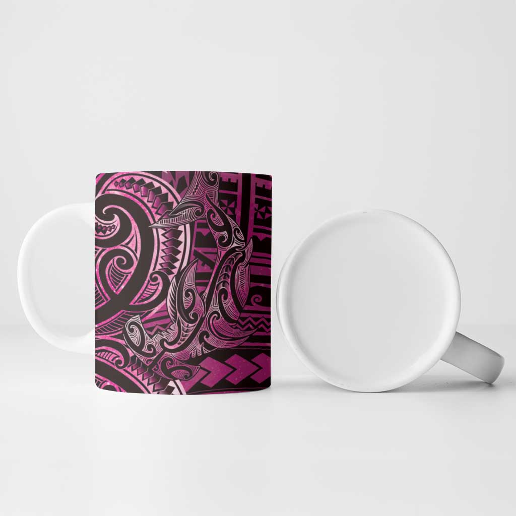 New Zealand Hammerhead Shark Ceramic Mug Maori Haehae Mangopare Pink - Aussie Hoodie