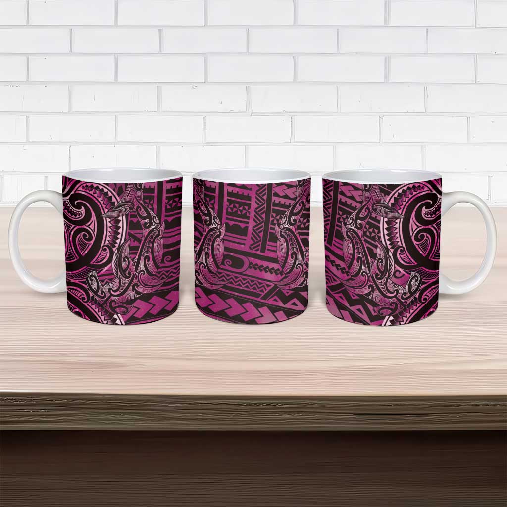 New Zealand Hammerhead Shark Ceramic Mug Maori Haehae Mangopare Pink - Aussie Hoodie