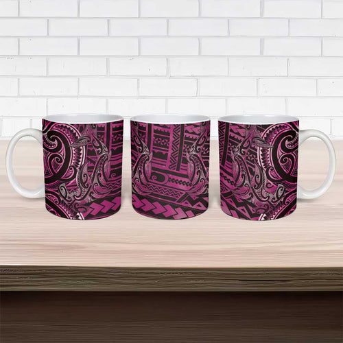 New Zealand Hammerhead Shark Ceramic Mug Maori Haehae Mangopare Pink - Aussie Hoodie