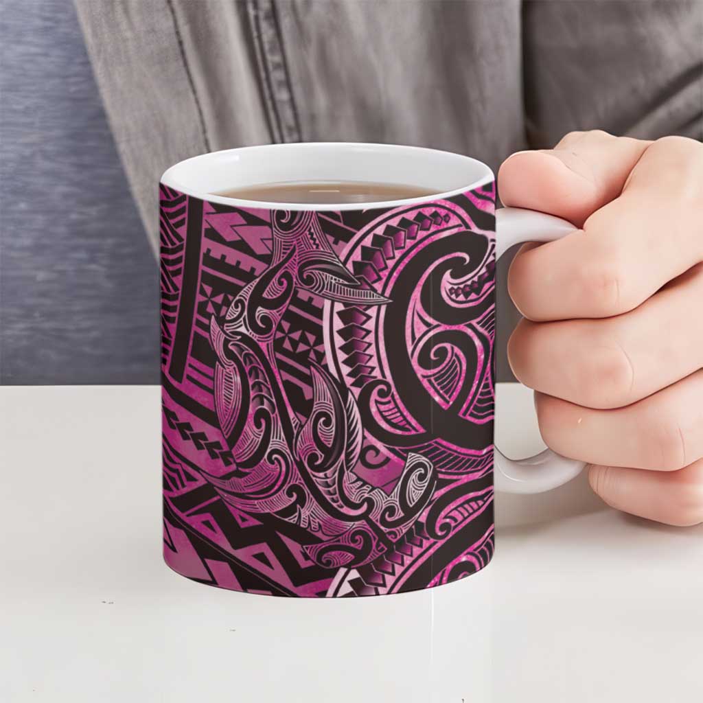 New Zealand Hammerhead Shark Ceramic Mug Maori Haehae Mangopare Pink - Aussie Hoodie