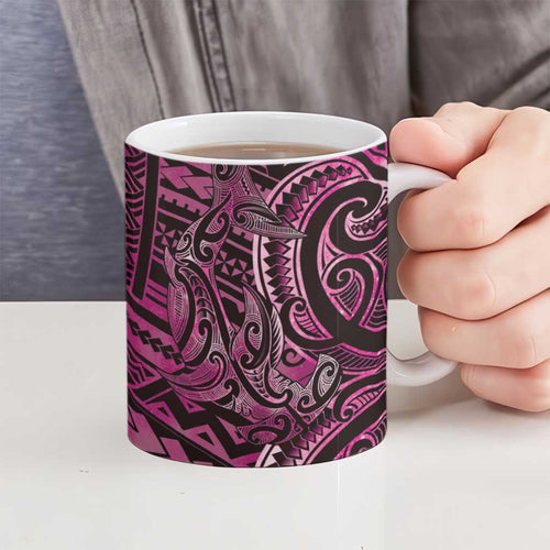 New Zealand Hammerhead Shark Ceramic Mug Maori Haehae Mangopare Pink - Aussie Hoodie