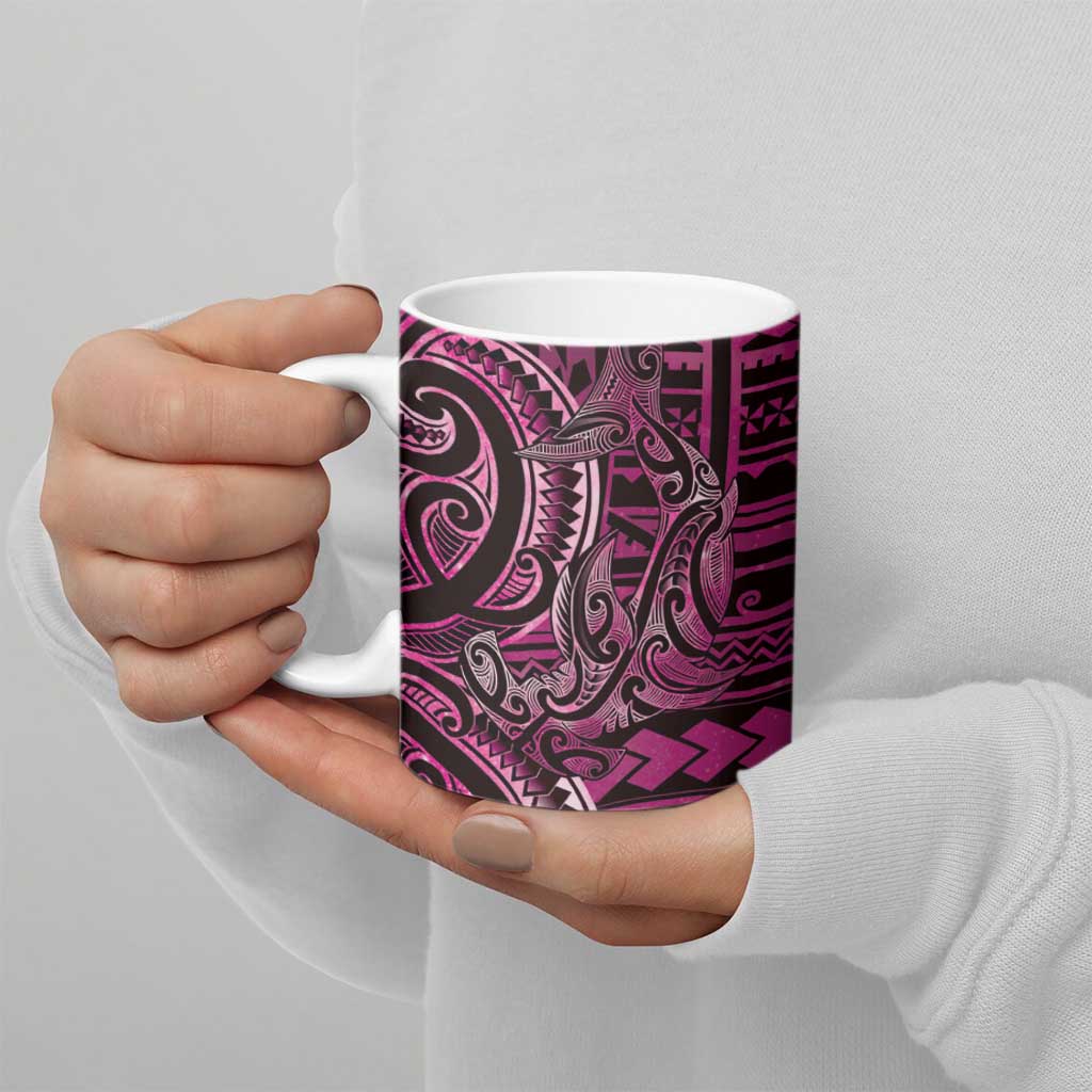 New Zealand Hammerhead Shark Ceramic Mug Maori Haehae Mangopare Pink - Aussie Hoodie