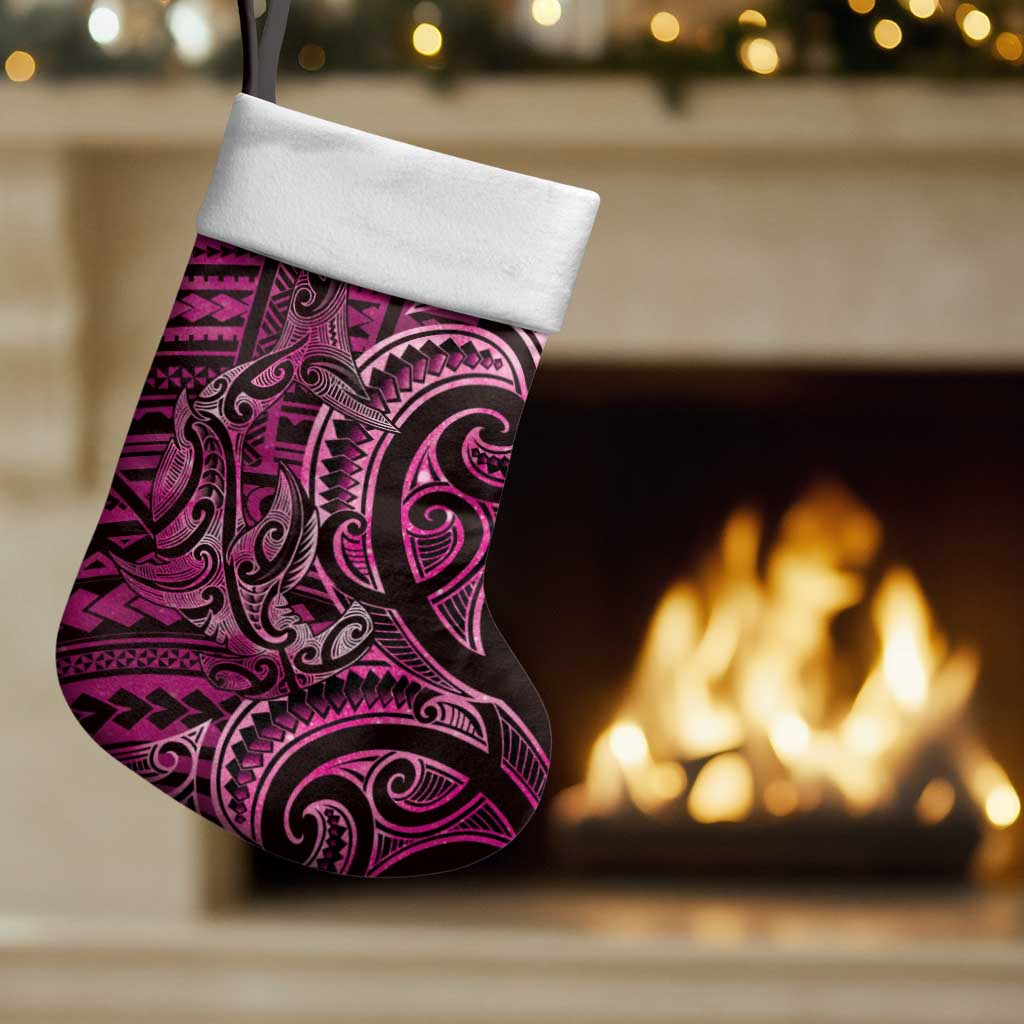 New Zealand Hammerhead Shark Christmas Stocking Maori Haehae Mangopare Pink - Aussie Hoodie