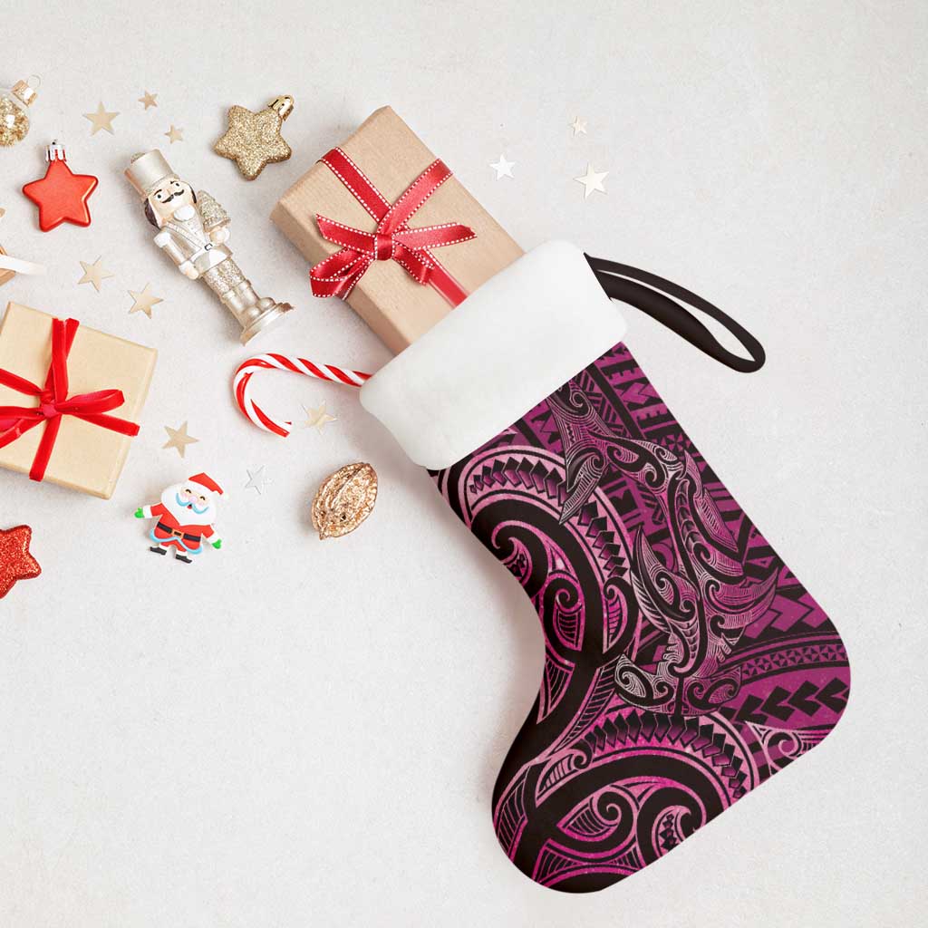 New Zealand Hammerhead Shark Christmas Stocking Maori Haehae Mangopare Pink - Aussie Hoodie