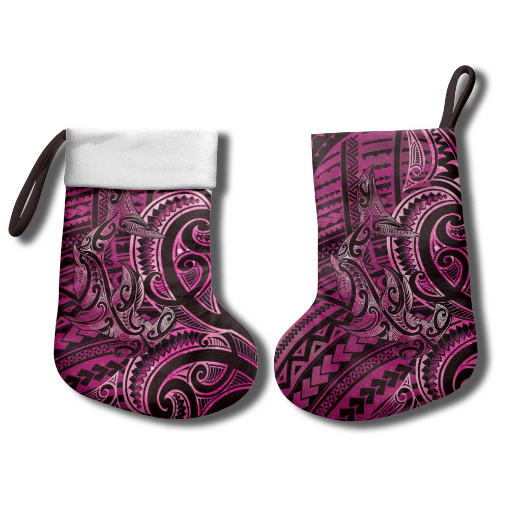New Zealand Hammerhead Shark Christmas Stocking Maori Haehae Mangopare Pink - Aussie Hoodie