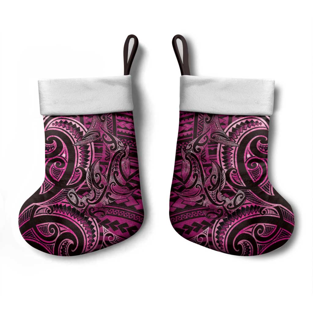 New Zealand Hammerhead Shark Christmas Stocking Maori Haehae Mangopare Pink - Aussie Hoodie