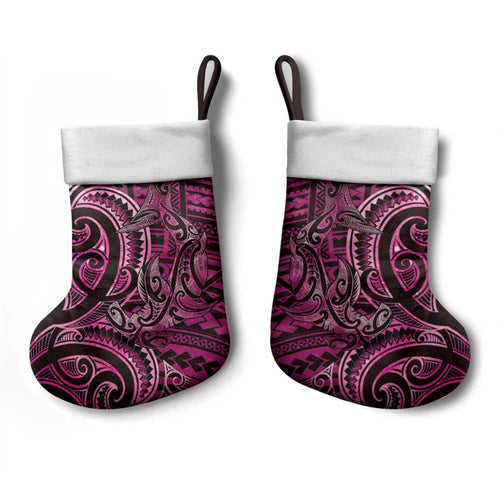 New Zealand Hammerhead Shark Christmas Stocking Maori Haehae Mangopare Pink - Aussie Hoodie