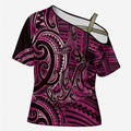New Zealand Hammerhead Shark Cross Shoulder Shirt Maori Haehae Mangopare Pink - Aussie Hoodie