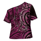 New Zealand Hammerhead Shark Cross Shoulder Shirt Maori Haehae Mangopare Pink - Aussie Hoodie