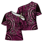 New Zealand Hammerhead Shark Cross Shoulder Shirt Maori Haehae Mangopare Pink - Aussie Hoodie