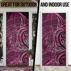 New Zealand Hammerhead Shark Door Cover Maori Haehae Mangopare Pink - Aussie Hoodie