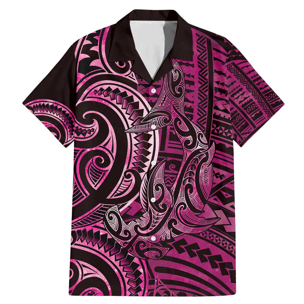 New Zealand Hammerhead Shark Family Matching Mermaid Dress and Hawaiian Shirt Maori Haehae Mangopare Pink - Aussie Hoodie