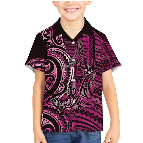New Zealand Hammerhead Shark Family Matching Mermaid Dress and Hawaiian Shirt Maori Haehae Mangopare Pink - Aussie Hoodie