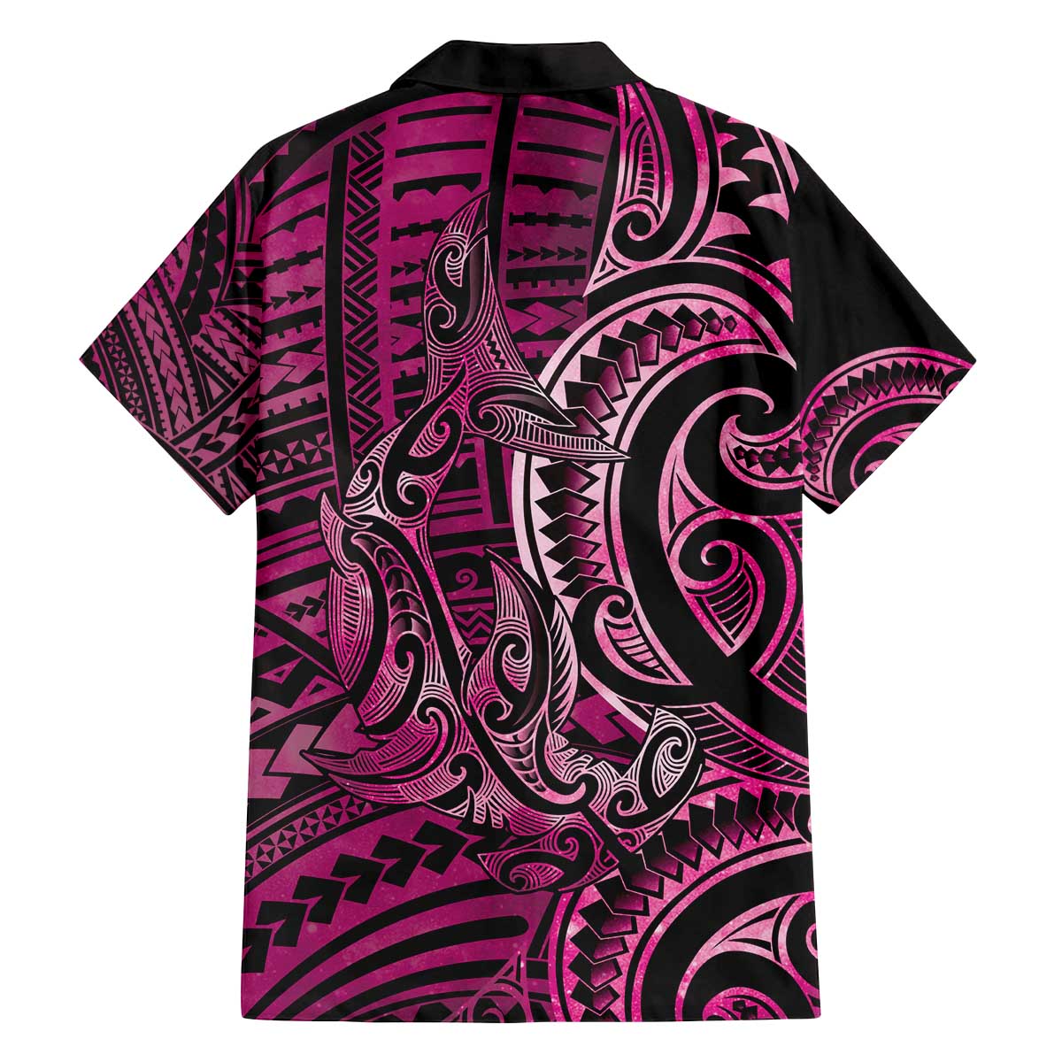 New Zealand Hammerhead Shark Family Matching Off The Shoulder Long Sleeve Dress and Hawaiian Shirt Maori Haehae Mangopare Pink - Aussie Hoodie
