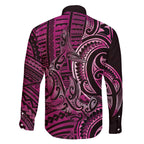 New Zealand Hammerhead Shark Family Matching Off The Shoulder Long Sleeve Dress and Hawaiian Shirt Maori Haehae Mangopare Pink - Aussie Hoodie