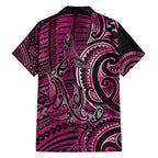New Zealand Hammerhead Shark Family Matching Off Shoulder Maxi Dress and Hawaiian Shirt Maori Haehae Mangopare Pink - Aussie Hoodie
