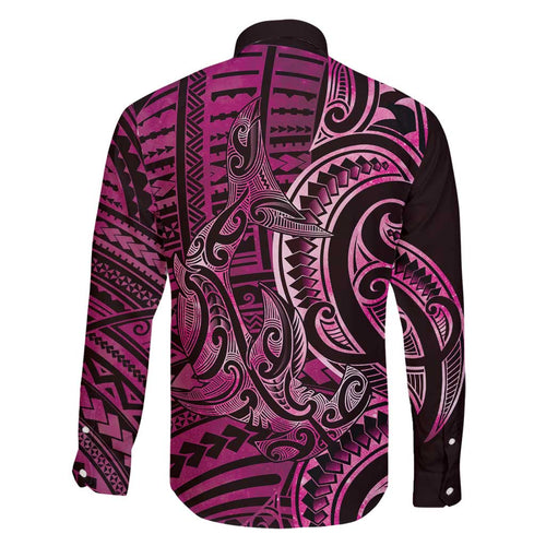 New Zealand Hammerhead Shark Family Matching Off Shoulder Short Dress and Hawaiian Shirt Maori Haehae Mangopare Pink - Aussie Hoodie