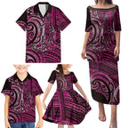 New Zealand Hammerhead Shark Family Matching Puletasi and Hawaiian Shirt Maori Haehae Mangopare Pink - Aussie Hoodie