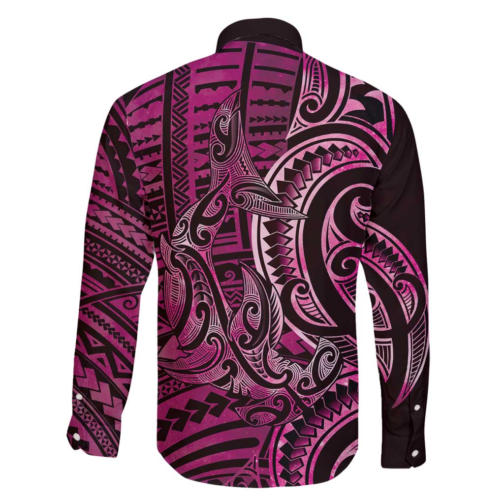 New Zealand Hammerhead Shark Family Matching Puletasi and Hawaiian Shirt Maori Haehae Mangopare Pink - Aussie Hoodie