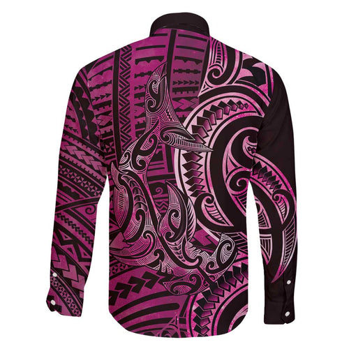 New Zealand Hammerhead Shark Family Matching Short Sleeve Bodycon Dress and Hawaiian Shirt Maori Haehae Mangopare Pink - Aussie Hoodie