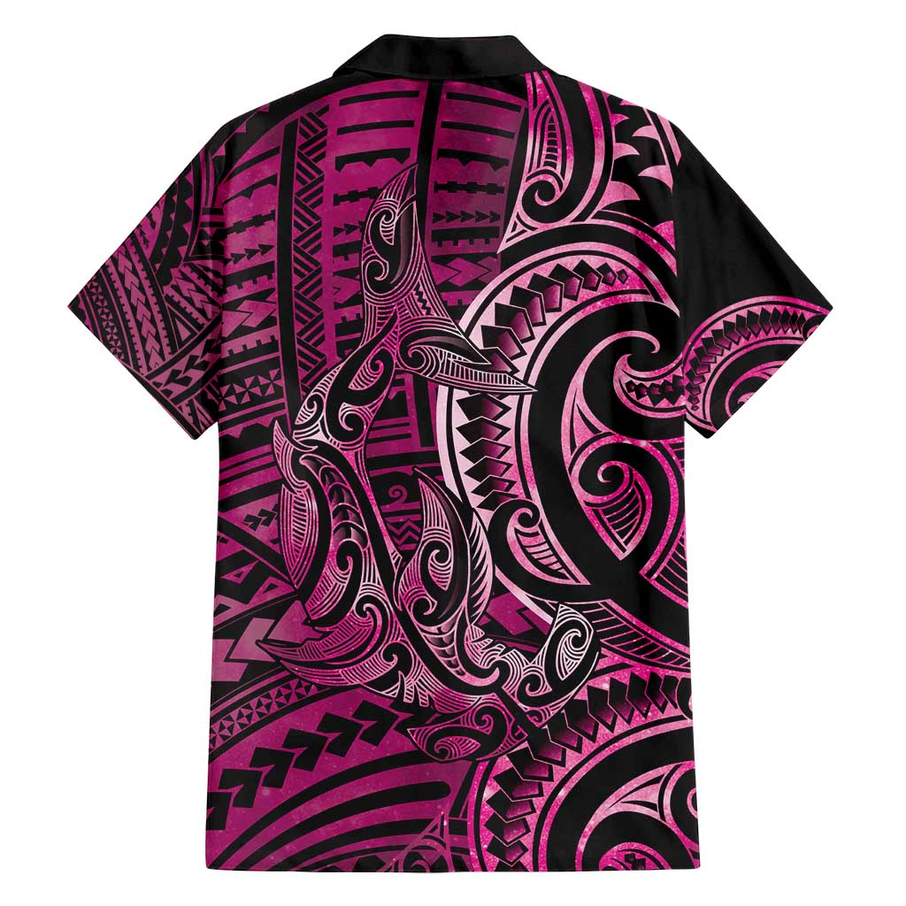 New Zealand Hammerhead Shark Family Matching Summer Maxi Dress and Hawaiian Shirt Maori Haehae Mangopare Pink - Aussie Hoodie