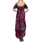 New Zealand Hammerhead Shark Family Matching Summer Maxi Dress and Hawaiian Shirt Maori Haehae Mangopare Pink - Aussie Hoodie