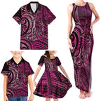 New Zealand Hammerhead Shark Family Matching Tank Maxi Dress and Hawaiian Shirt Maori Haehae Mangopare Pink - Aussie Hoodie