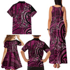 New Zealand Hammerhead Shark Family Matching Tank Maxi Dress and Hawaiian Shirt Maori Haehae Mangopare Pink - Aussie Hoodie