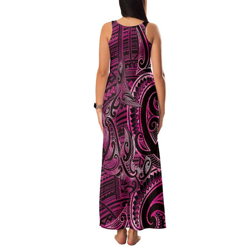 New Zealand Hammerhead Shark Family Matching Tank Maxi Dress and Hawaiian Shirt Maori Haehae Mangopare Pink - Aussie Hoodie