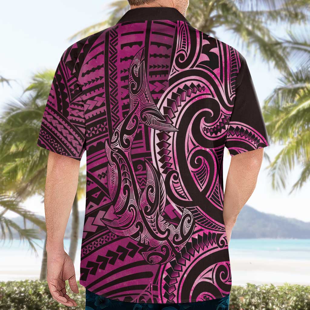 New Zealand Hammerhead Shark Hawaiian Shirt Maori Haehae Mangopare Pink - Aussie Hoodie