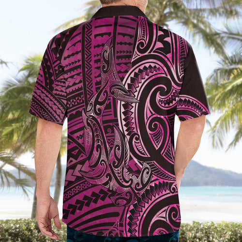 New Zealand Hammerhead Shark Hawaiian Shirt Maori Haehae Mangopare Pink - Aussie Hoodie