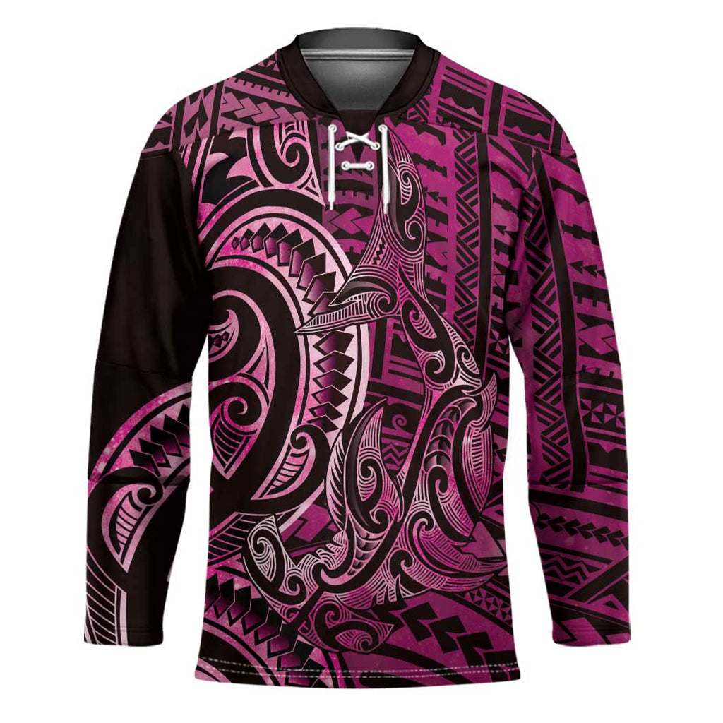 New Zealand Hammerhead Shark Hockey Jersey Maori Haehae Mangopare Pink - Aussie Hoodie