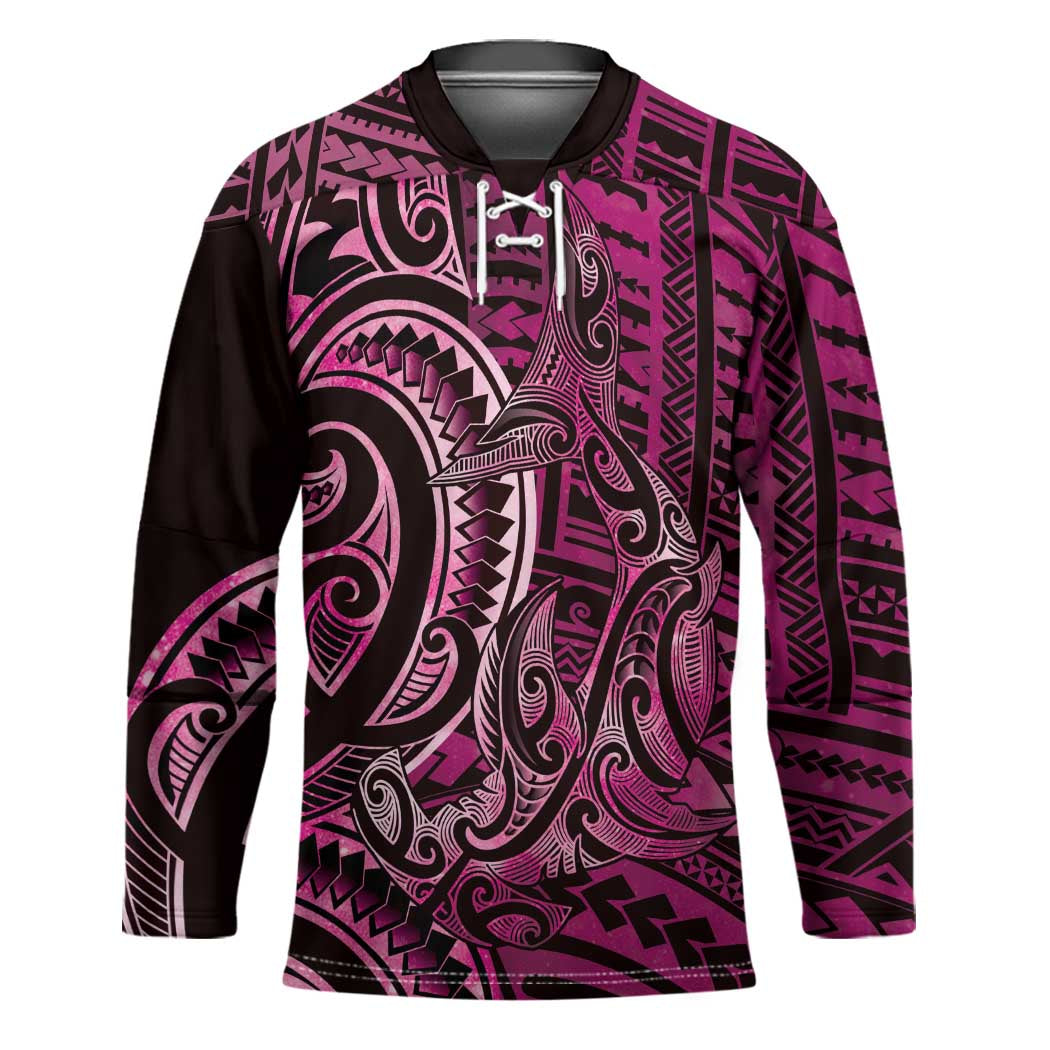 New Zealand Hammerhead Shark Hockey Jersey Maori Haehae Mangopare Pink - Aussie Hoodie