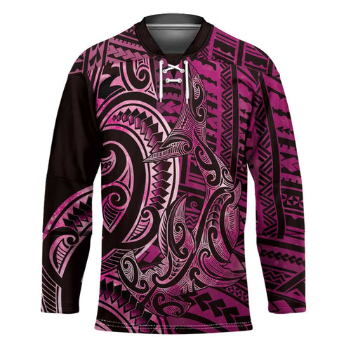 New Zealand Hammerhead Shark Hockey Jersey Maori Haehae Mangopare Pink - Aussie Hoodie