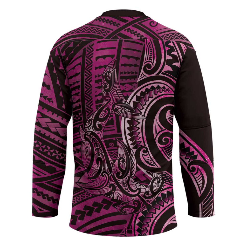 New Zealand Hammerhead Shark Hockey Jersey Maori Haehae Mangopare Pink - Aussie Hoodie