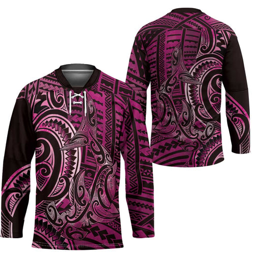 New Zealand Hammerhead Shark Hockey Jersey Maori Haehae Mangopare Pink - Aussie Hoodie