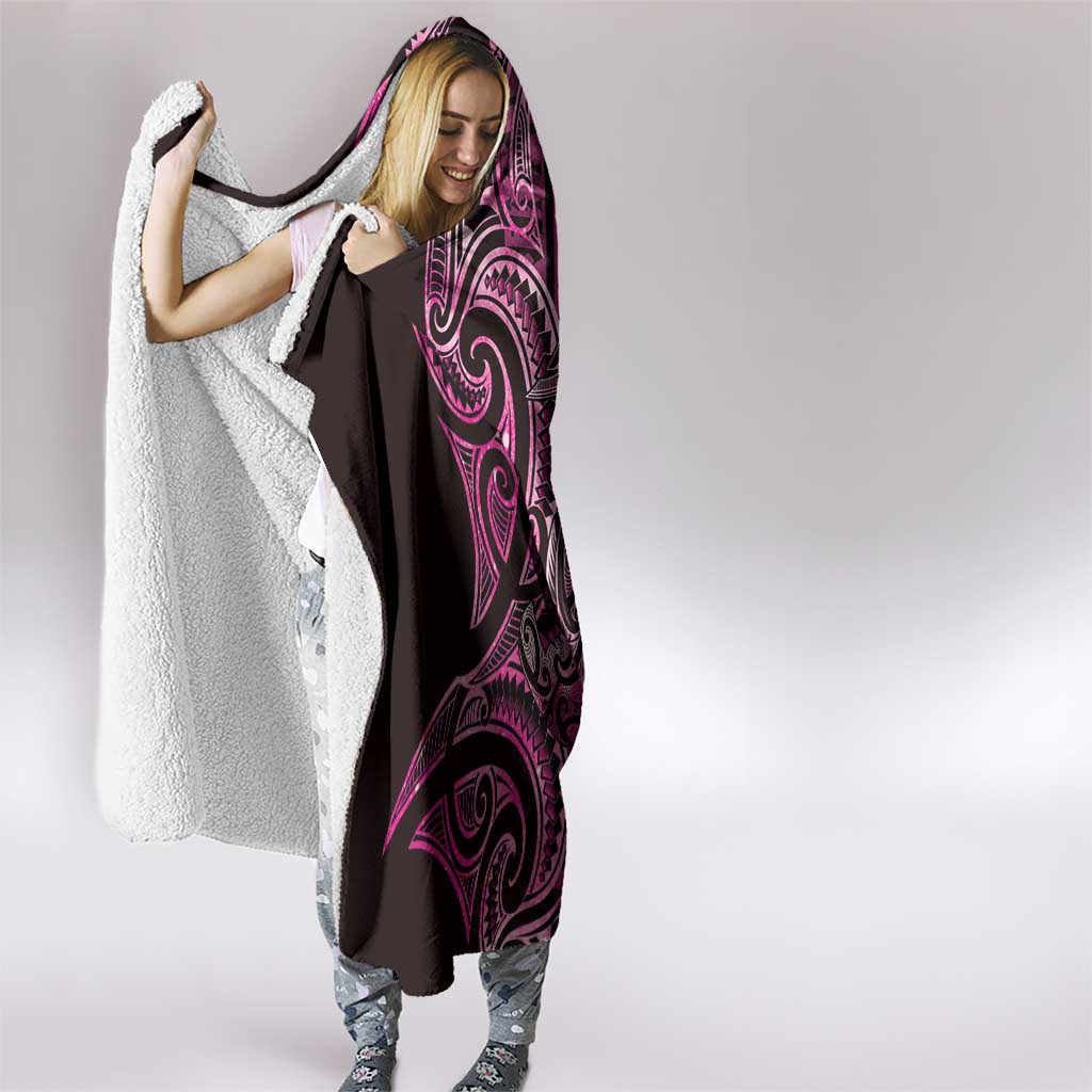 New Zealand Hammerhead Shark Hooded Blanket Maori Haehae Mangopare Pink - Aussie Hoodie