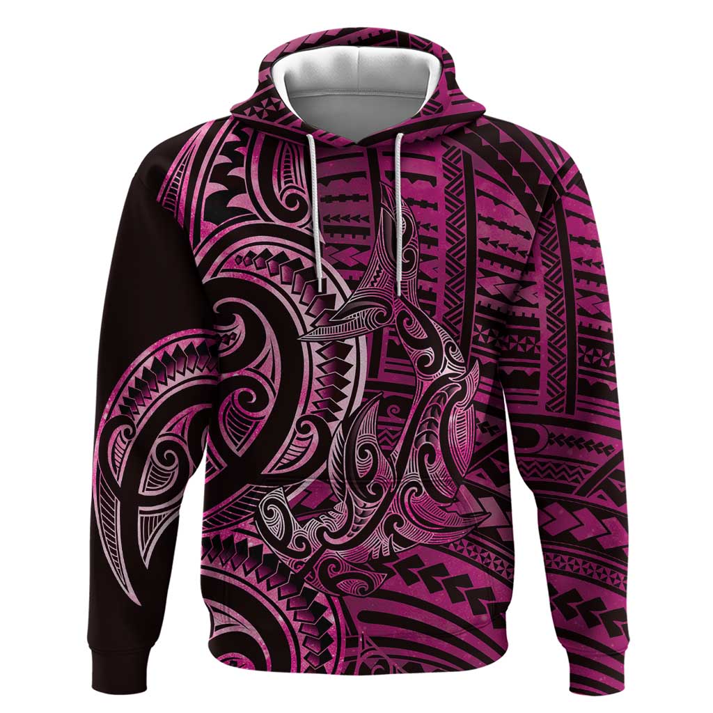 New Zealand Hammerhead Shark Hoodie Maori Haehae Mangopare Pink - Aussie Hoodie