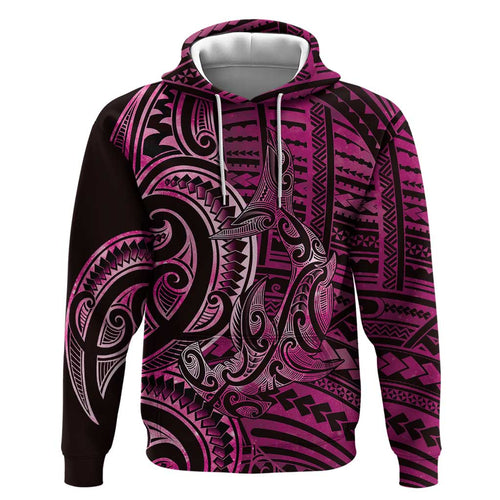 New Zealand Hammerhead Shark Hoodie Maori Haehae Mangopare Pink - Aussie Hoodie