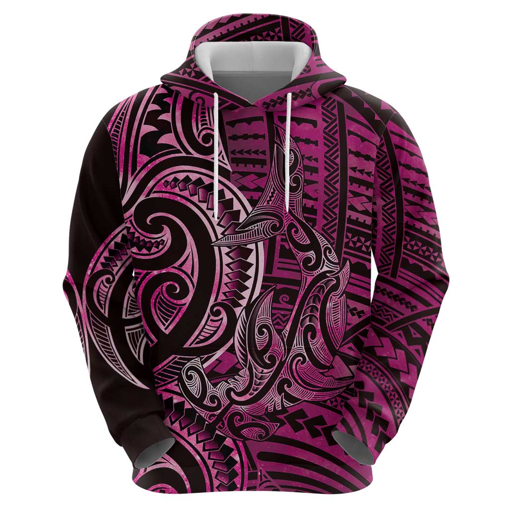 New Zealand Hammerhead Shark Hoodie Maori Haehae Mangopare Pink - Aussie Hoodie