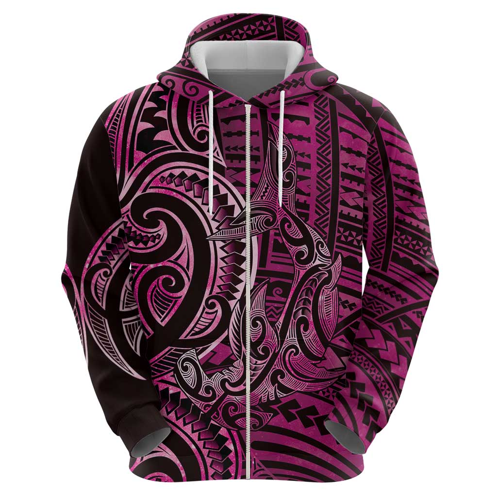 New Zealand Hammerhead Shark Hoodie Maori Haehae Mangopare Pink - Aussie Hoodie