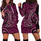 New Zealand Hammerhead Shark Hoodie Dress Maori Haehae Mangopare Pink - Aussie Hoodie