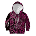 New Zealand Hammerhead Shark Kid Hoodie Maori Haehae Mangopare Pink - Aussie Hoodie