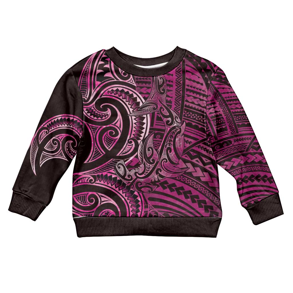 New Zealand Hammerhead Shark Kid Ugly Christmas Sweater Maori Haehae Mangopare Pink - Aussie Hoodie
